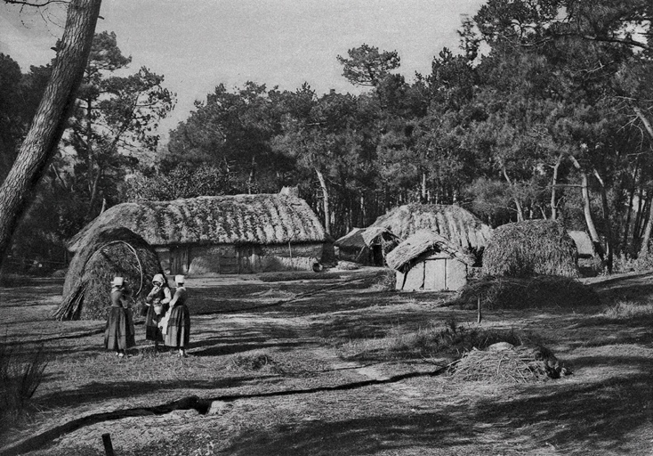 Chaumières (bourrines) photographiées à Saint-Hilaire-de-Riez vers 1890