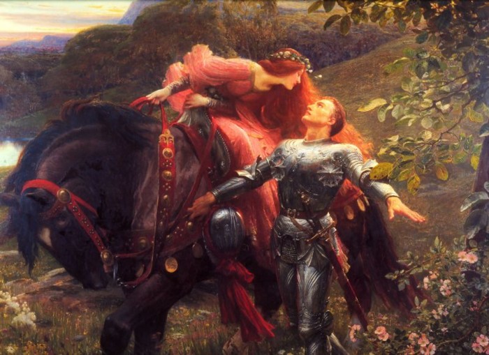 Le chevalier et la fille en rouge (Sir Frank Bernard Dicksee)