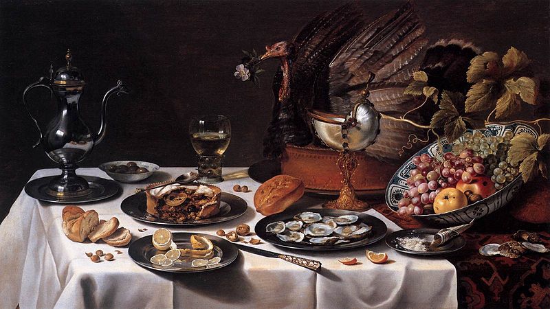 Nature morte avec une tarte à la dinde (de Pieter Claesz)
