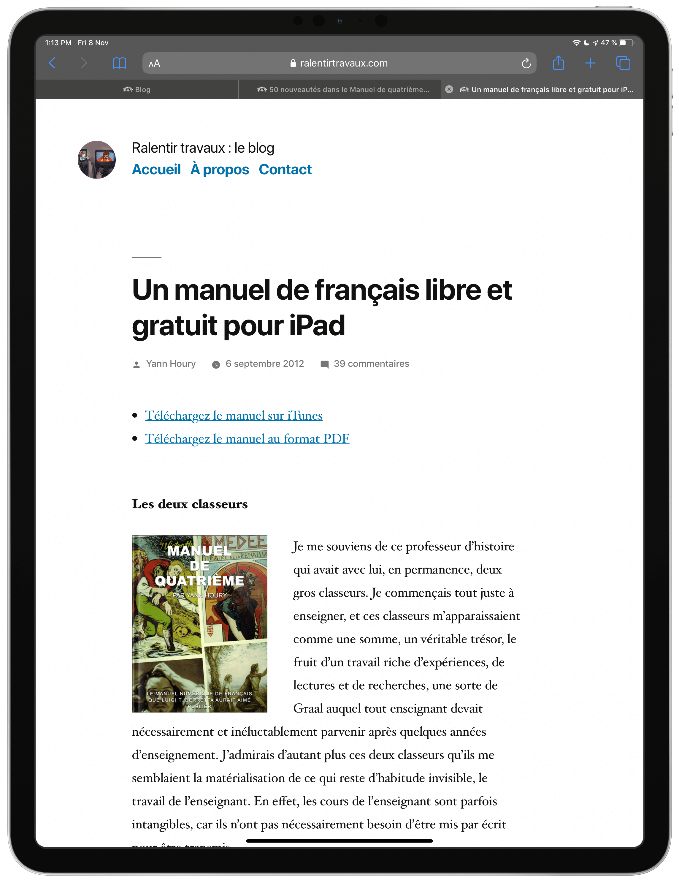 Un manuel de français libre et gratuit pour iPad