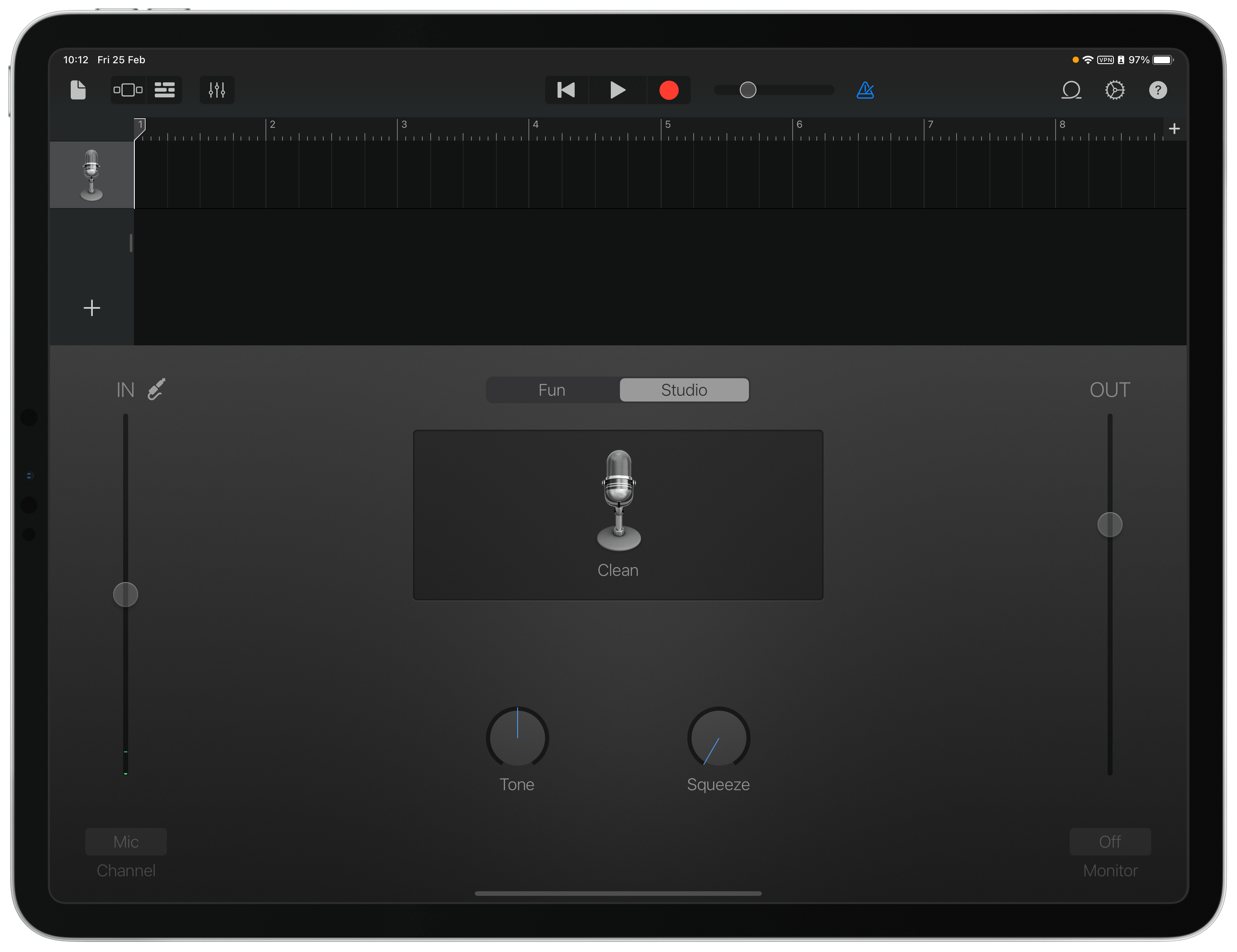 GarageBand opened