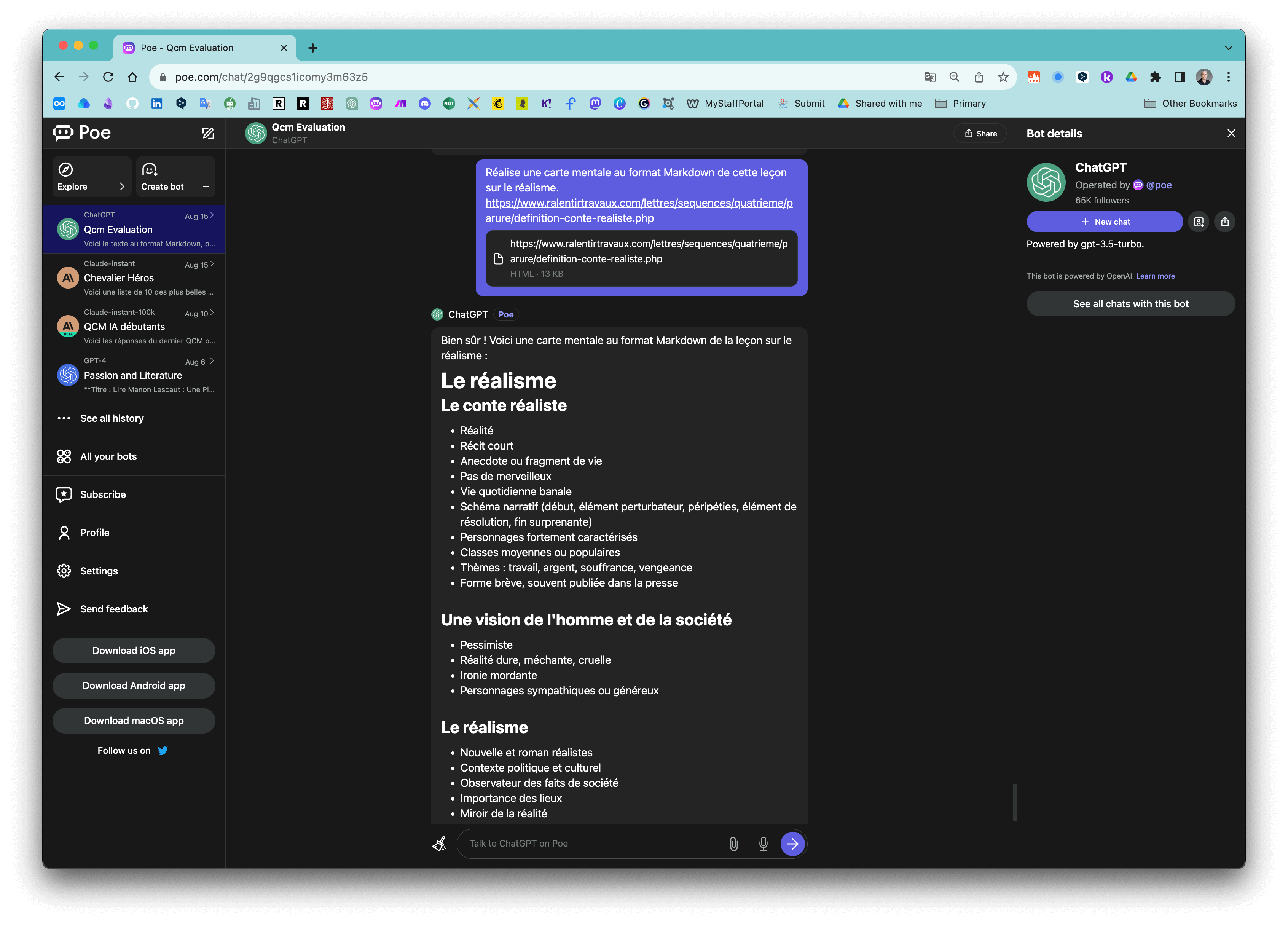 Une carte mentale au format Markdown générée avec chatGPT